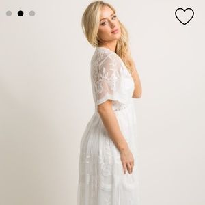 Pinkblush Dresses - White Lace Mesh Overlay Maxi Dress Pinkblush Dresses - White Lace Mesh Overlay Maxi Dress